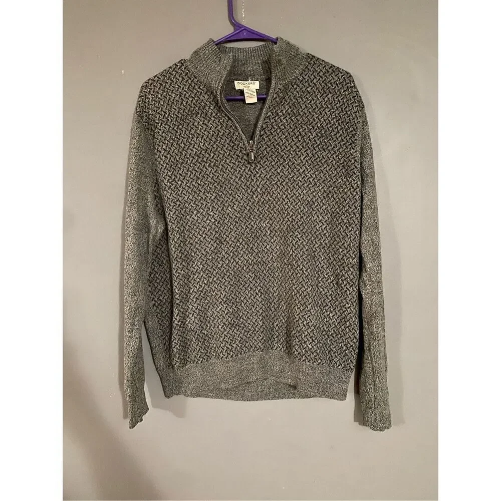 Dockers Grey Long Sleeve Collared 1/4 Zip Pullover Sweater Size Small NWOT